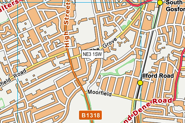 NE3 1SW map - OS VectorMap District (Ordnance Survey)