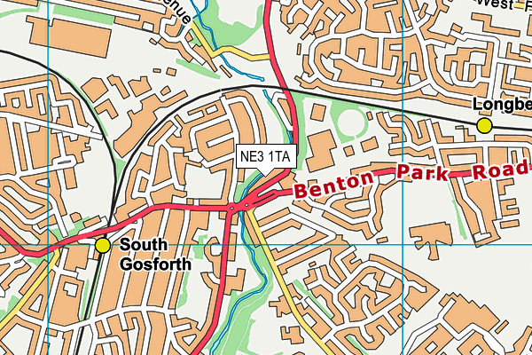 NE3 1TA map - OS VectorMap District (Ordnance Survey)