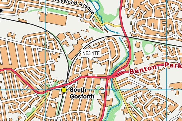 NE3 1TF map - OS VectorMap District (Ordnance Survey)