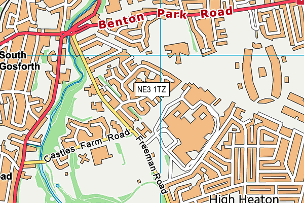 NE3 1TZ map - OS VectorMap District (Ordnance Survey)