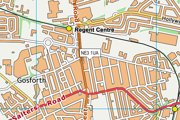 NE3 1UA map - OS VectorMap District (Ordnance Survey)