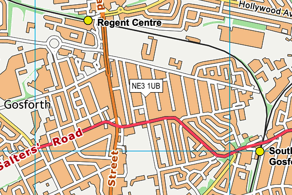 NE3 1UB map - OS VectorMap District (Ordnance Survey)