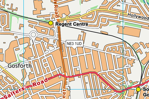 NE3 1UD map - OS VectorMap District (Ordnance Survey)