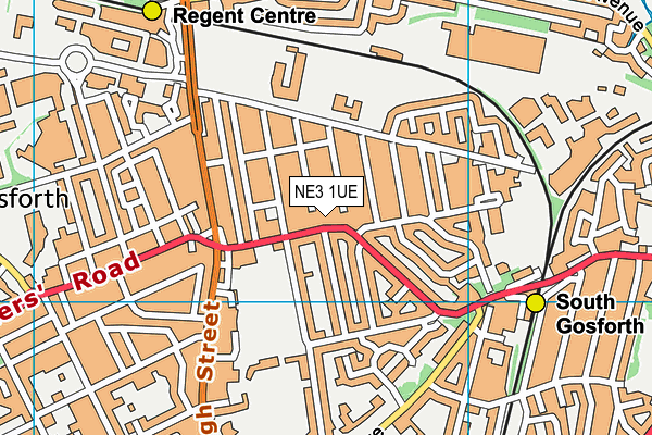 NE3 1UE map - OS VectorMap District (Ordnance Survey)