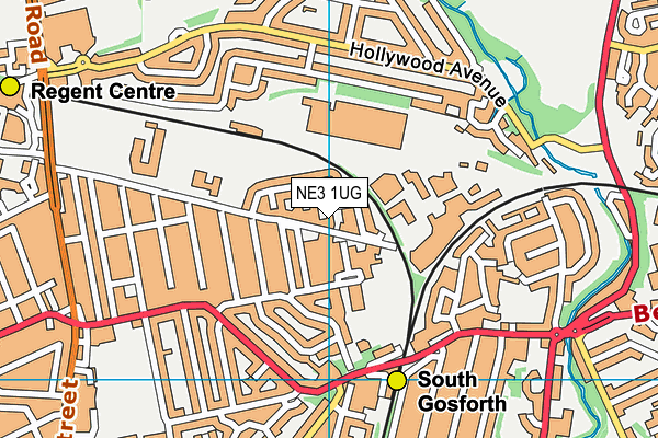 NE3 1UG map - OS VectorMap District (Ordnance Survey)