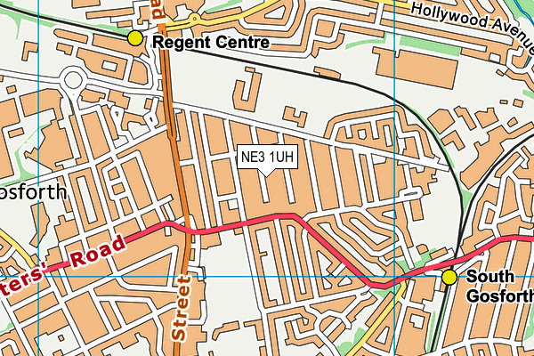 NE3 1UH map - OS VectorMap District (Ordnance Survey)