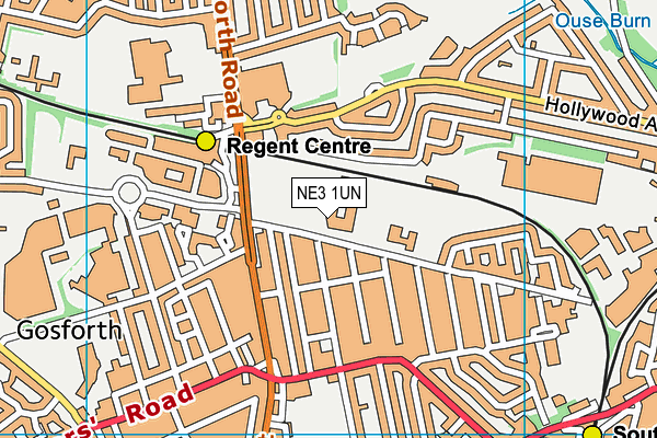 Gosforth Central Middle School map (NE3 1UN) - OS VectorMap District (Ordnance Survey)