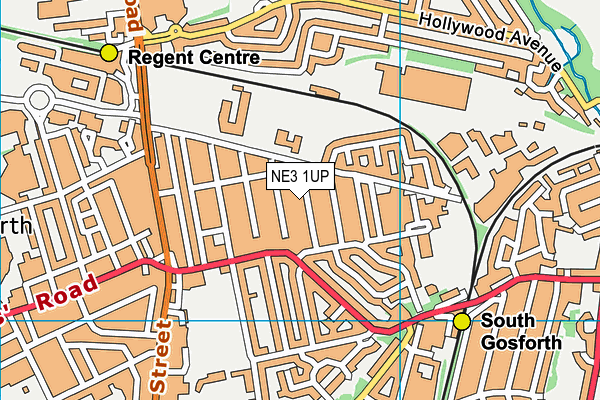 NE3 1UP map - OS VectorMap District (Ordnance Survey)