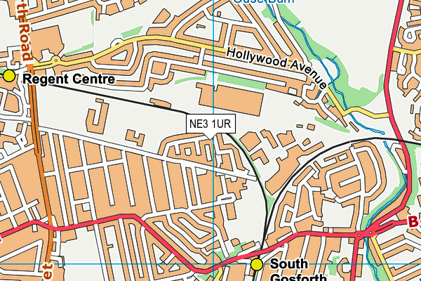 NE3 1UR map - OS VectorMap District (Ordnance Survey)
