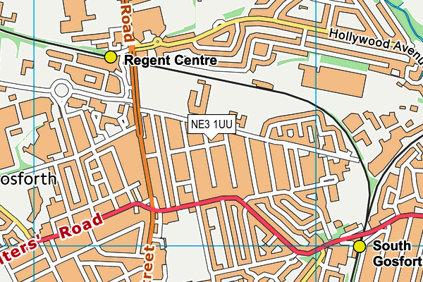 NE3 1UU map - OS VectorMap District (Ordnance Survey)