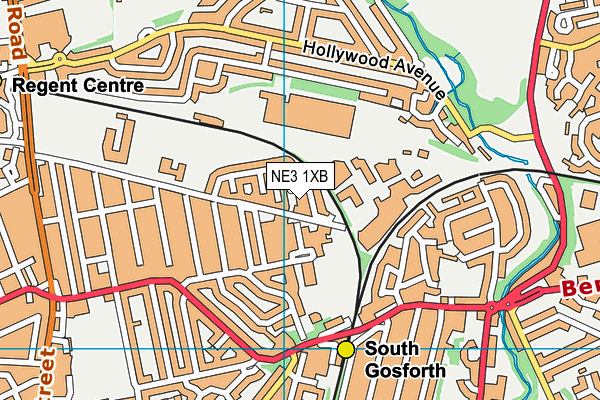 NE3 1XB map - OS VectorMap District (Ordnance Survey)