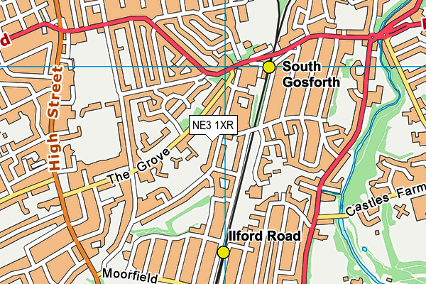 NE3 1XR map - OS VectorMap District (Ordnance Survey)