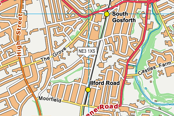 NE3 1XS map - OS VectorMap District (Ordnance Survey)