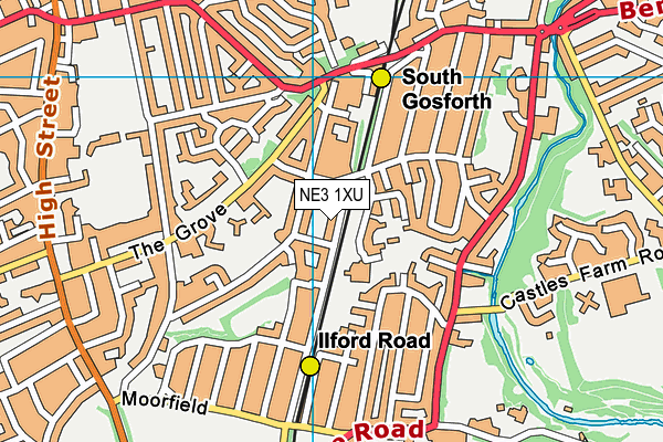 NE3 1XU map - OS VectorMap District (Ordnance Survey)