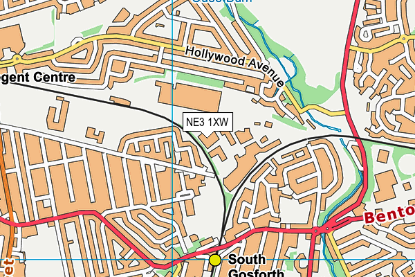 NE3 1XW map - OS VectorMap District (Ordnance Survey)