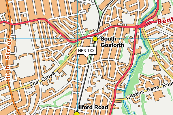 NE3 1XX map - OS VectorMap District (Ordnance Survey)