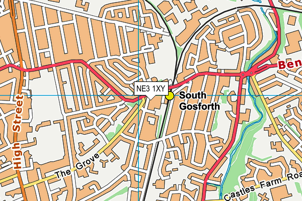 NE3 1XY map - OS VectorMap District (Ordnance Survey)