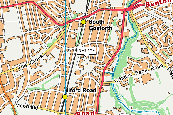 South Gosforth First School map (NE3 1YF) - OS VectorMap District (Ordnance Survey)