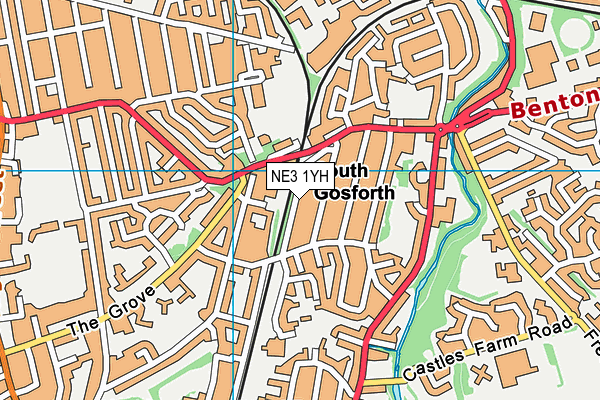 NE3 1YH map - OS VectorMap District (Ordnance Survey)