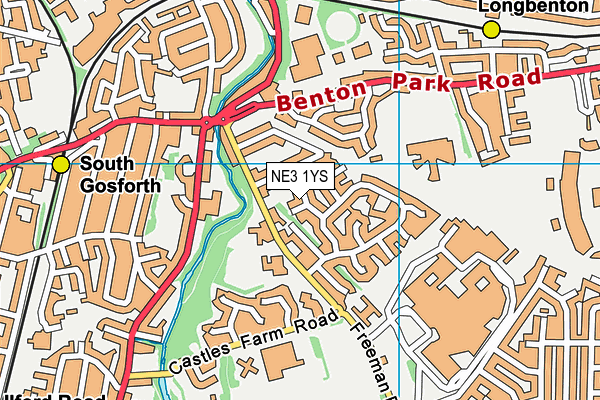 NE3 1YS map - OS VectorMap District (Ordnance Survey)