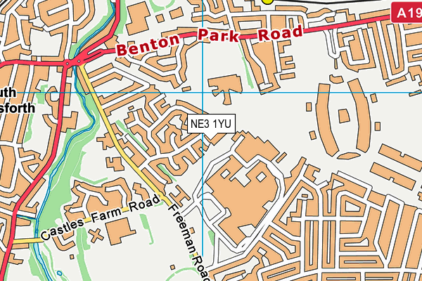 NE3 1YU map - OS VectorMap District (Ordnance Survey)