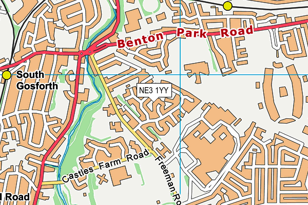 NE3 1YY map - OS VectorMap District (Ordnance Survey)