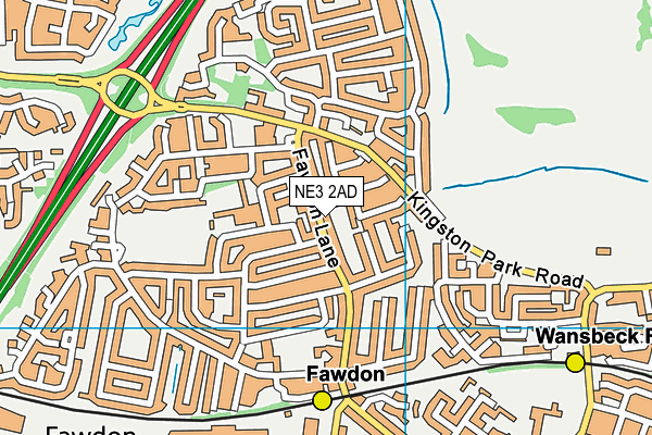 NE3 2AD map - OS VectorMap District (Ordnance Survey)