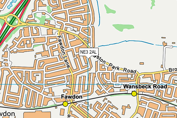 NE3 2AL map - OS VectorMap District (Ordnance Survey)