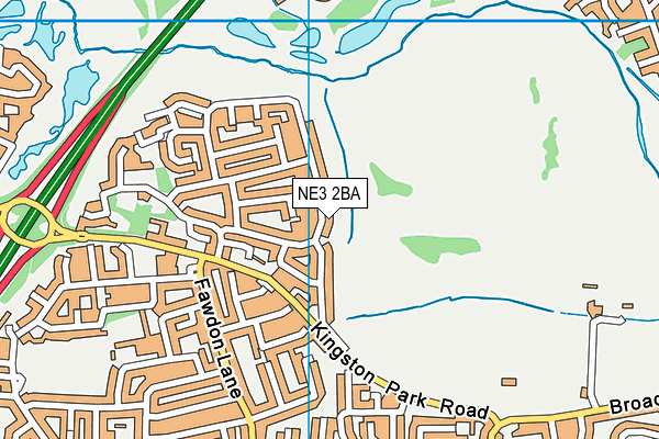 NE3 2BA map - OS VectorMap District (Ordnance Survey)
