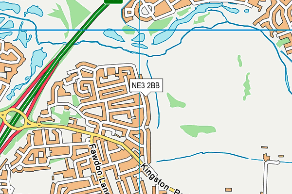 NE3 2BB map - OS VectorMap District (Ordnance Survey)