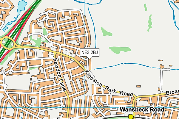 NE3 2BJ map - OS VectorMap District (Ordnance Survey)