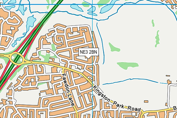 NE3 2BN map - OS VectorMap District (Ordnance Survey)