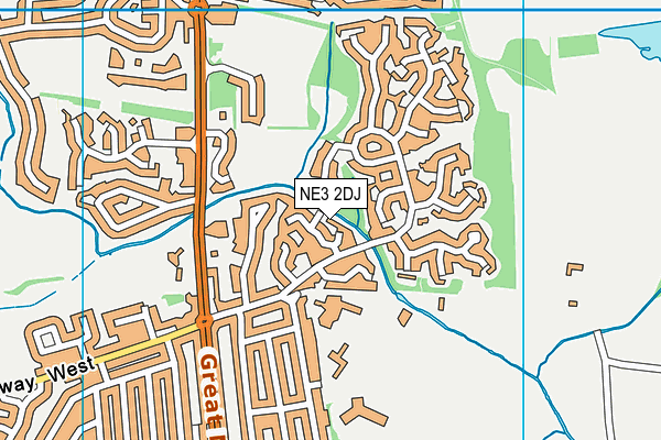 NE3 2DJ map - OS VectorMap District (Ordnance Survey)