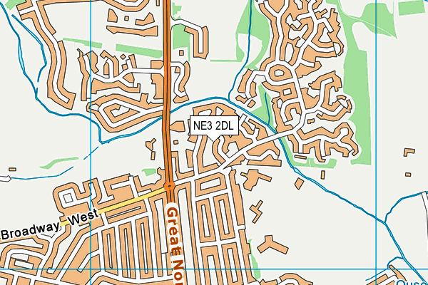 NE3 2DL map - OS VectorMap District (Ordnance Survey)
