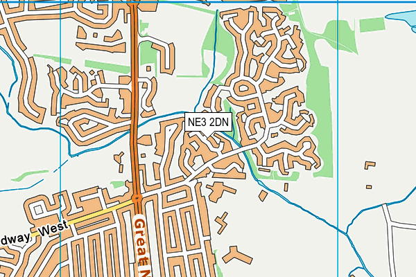 NE3 2DN map - OS VectorMap District (Ordnance Survey)