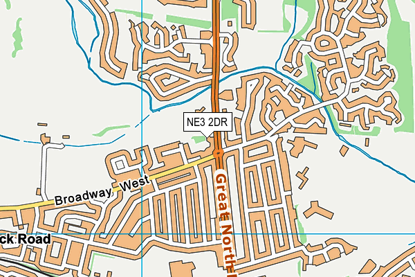 NE3 2DR map - OS VectorMap District (Ordnance Survey)