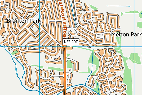 NE3 2DT map - OS VectorMap District (Ordnance Survey)