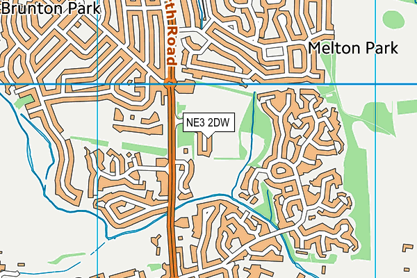 NE3 2DW map - OS VectorMap District (Ordnance Survey)