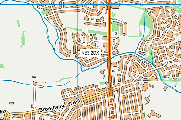 NE3 2DX map - OS VectorMap District (Ordnance Survey)