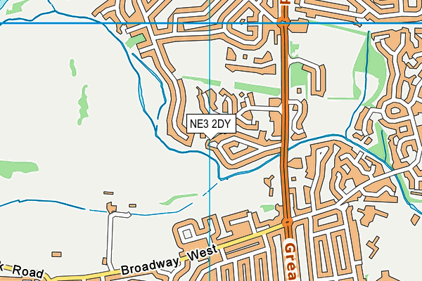 NE3 2DY map - OS VectorMap District (Ordnance Survey)