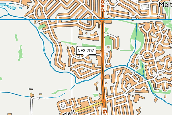 NE3 2DZ map - OS VectorMap District (Ordnance Survey)