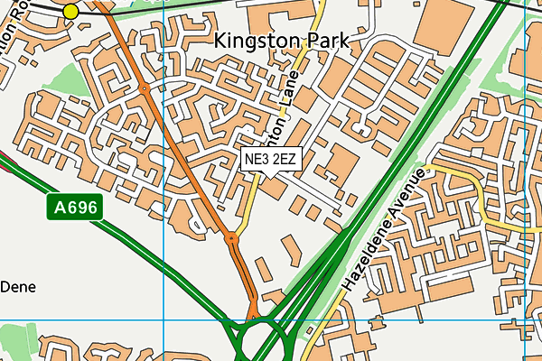 NE3 2EZ map - OS VectorMap District (Ordnance Survey)