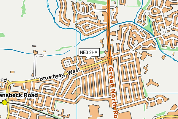 NE3 2HA map - OS VectorMap District (Ordnance Survey)