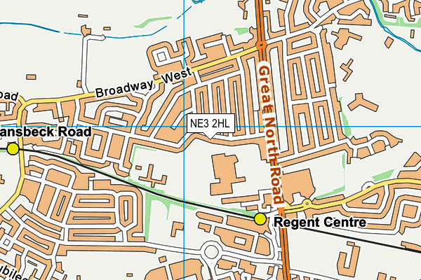 NE3 2HL map - OS VectorMap District (Ordnance Survey)