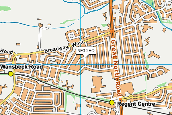 NE3 2HQ map - OS VectorMap District (Ordnance Survey)