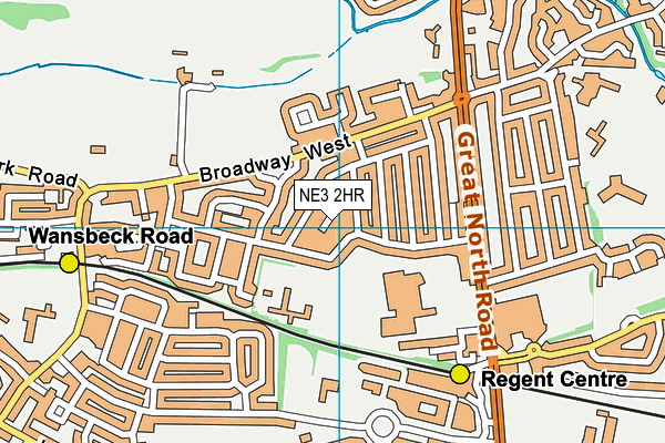 NE3 2HR map - OS VectorMap District (Ordnance Survey)