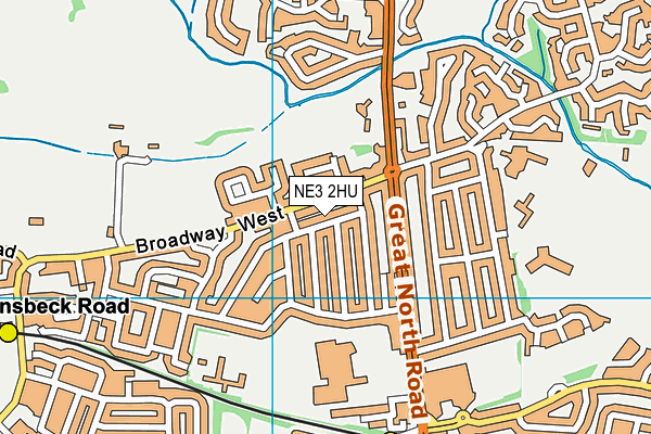 NE3 2HU map - OS VectorMap District (Ordnance Survey)