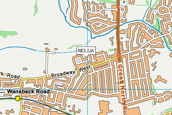 NE3 2JA map - OS VectorMap District (Ordnance Survey)