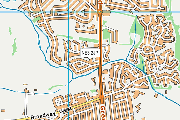 NE3 2JP map - OS VectorMap District (Ordnance Survey)