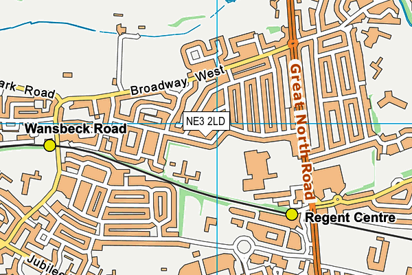 NE3 2LD map - OS VectorMap District (Ordnance Survey)
